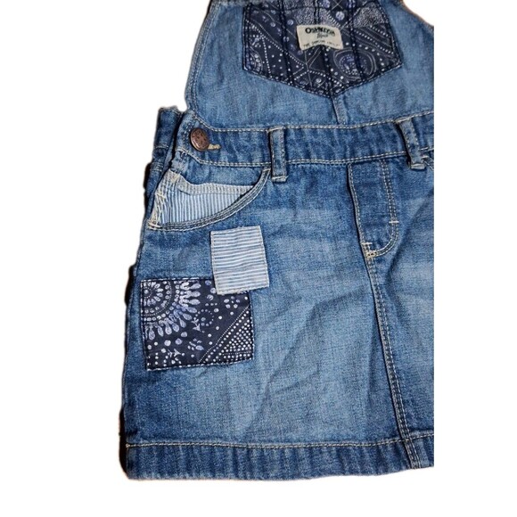 Oshkosh BGosh 3 T Vestbak Denim Overall Jumper Skirt Dress Girls Patchwork - Picture 3 of 13